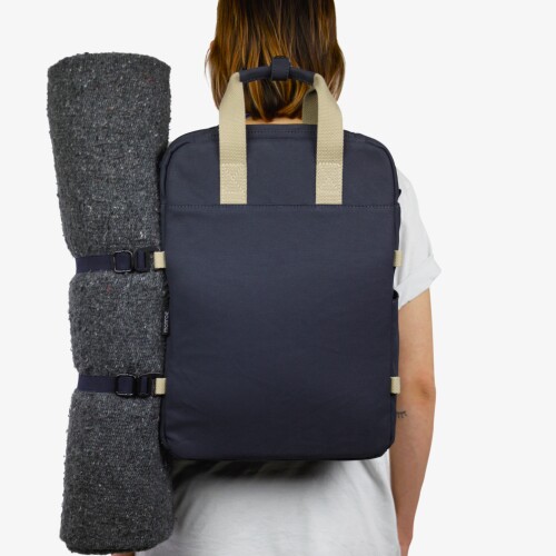 Lotus Navy Front on Female Model with Blanket